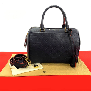 LOUIS VUITTON Shoulder Bag leather Navy Monogram Ann Platt Speedy band