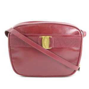 Salvatore Ferragamo Shoulder Bag Calfskin Red Vara ribbon Women Used A