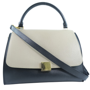 CELINE Handbag Calfskin, suede Black / blue / beige 2WAYShoulder Trape