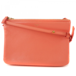 CELINE Shoulder Bag 165113ETA lambskin Coral pink Trios Mall Women Use