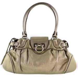 Salvatore Ferragamo Handbag AU 21 6317 Calfskin Silver Gancini Marissa