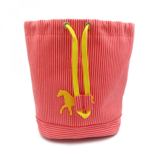 HERMES Backpack cotton Red Kids hose stripe caval color Kids(Unisex) U