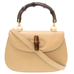 GUCCI Handbag Bamboo beige 2WAY Women Used Authentic