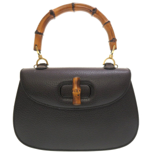 GUCCI Handbag 000 2113 0633 Bamboo, Leather black Women Used Authentic