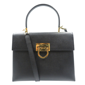 Salvatore Ferragamo Handbag BA-21 0290 leather black Gancini Women Use