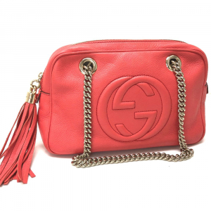 GUCCI Shoulder Bag 308983 leather Begonia pink Interlocking G SOHO Sma