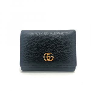 GUCCI Trifold wallet 474746 leather black GG Marmont Compact Wallet