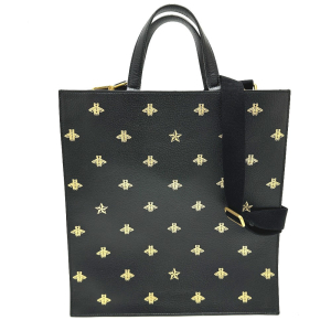 GUCCI Tote Bag 495444 leather black Bee &amp; Star