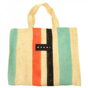 MARNI Tote Bag straw beige Market Stripes