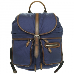 Berluti Backpack Nylon, Leather Navy Scritto Calligraphy Backpack mens