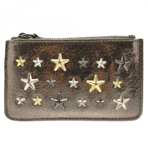 JIMMY CHOO Coin case leather Silver Star studs