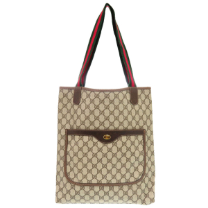 GUCCI Tote Bag 39 002 4487 PVC beige Old Gucci Shelly GG