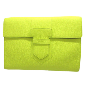 DELVAUX Clutch bag Leather, Taurillon Clemence Leather lime green Pres