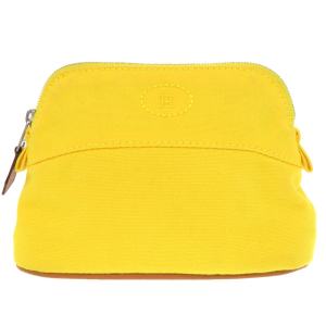 HERMES Pouch cotton yellow Boride pouch mini mini Women Used Authentic
