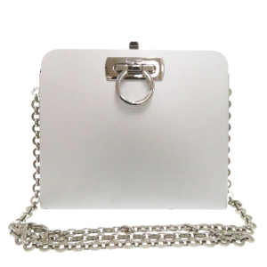 Salvatore Ferragamo Shoulder Bag AU-21 6717 Aluminum Silver Gancini