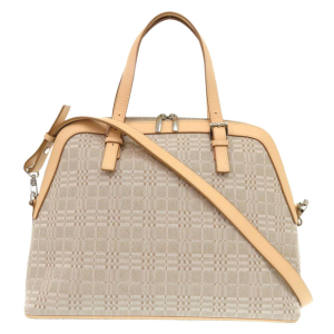 BURBERRY Handbag Canvas, Leather beige
