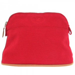 HERMES Pouch canvas Red Bored pouch 20