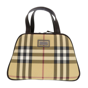 BURBERRY Handbag PVC coated canvas, leather beige Nova Check