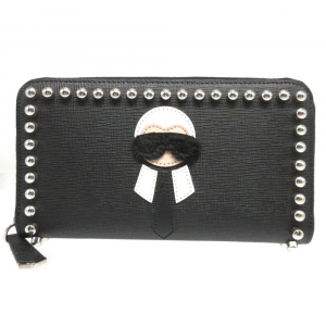 FENDI Long Wallet Purse 8M0299 leather black Karito