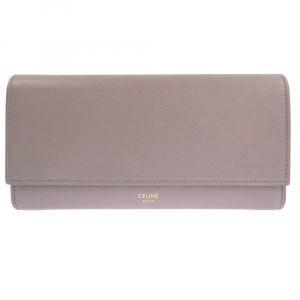 CELINE Long Wallet Purse leather gray Large flap wallet