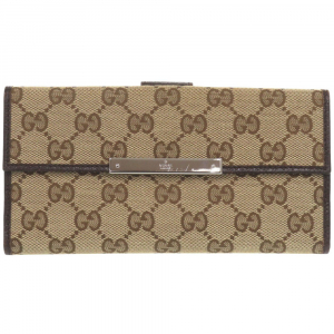 GUCCI Long Wallet Purse 112715 GG canvas beige