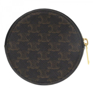 CELINE Coin case U-SD-5202 leather Brown Triomphe