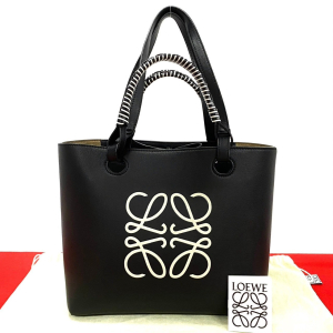 LOEWE Tote Bag leather black anagram tote