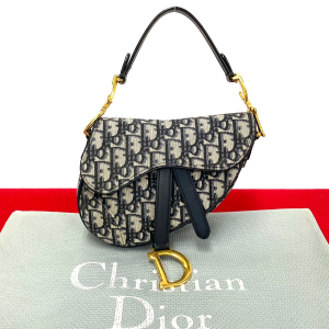 Dior Handbag leather Navy Saddle bag