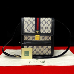 GUCCI Shoulder Bag leather gray Sherry line