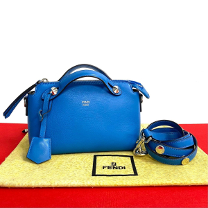 FENDI Shoulder Bag leather blue By the way small