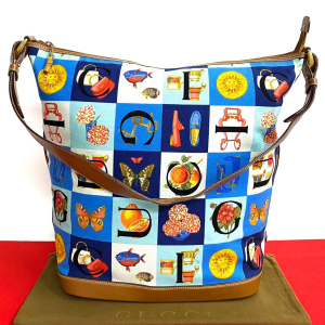 GUCCI Shoulder Bag canvas blue Shimo