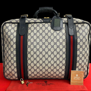 GUCCI Boston Duffel bag leather Navy Sherry line