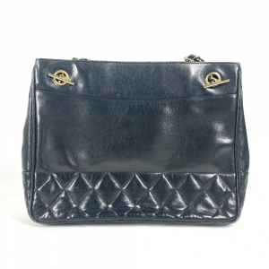 CHANEL Shoulder Bag lambskin black Quilted Matelasse Vintage WChain ba