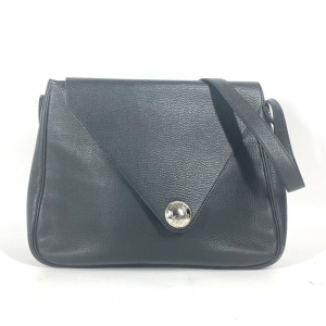 HERMES Shoulder Bag leather black Serie Christine