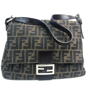 FENDI Shoulder Bag Canvas / leather Brown Zucca FF pattern Mamma Bucke