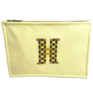 HERMES Pouch Tower ash yellow Makeup pouch Cosmetics Pouch H tissage W