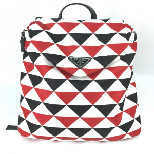 PRADA Backpack Nylon Red Triangle logo plate Signeau print mens Used A