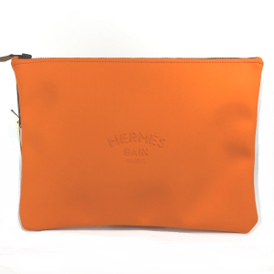 HERMES Clutch bag polyamide Orange accessory case Neovan GM Women Used