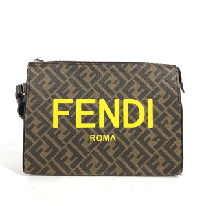 FENDI Clutch bag 7VA564 Leather / canvas Brown Zucca logo mens Used Au