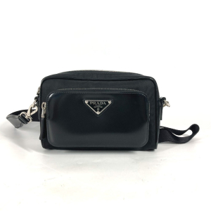 PRADA Shoulder Bag 2VH172 Leather / nylon black With porch Triangle lo