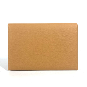 HERMES Clutch bag Epsom Brown x pink With porch Calvi GM unisex(Unisex