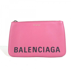 BALENCIAGA Clutch bag 545773 leather pink logo VILLE Women Used Authen