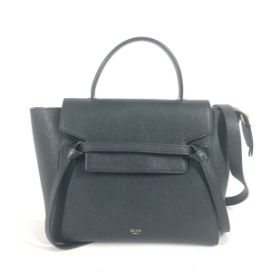 CELINE Handbag leather black Micro Tote Bag Belt bag Women Used Authen