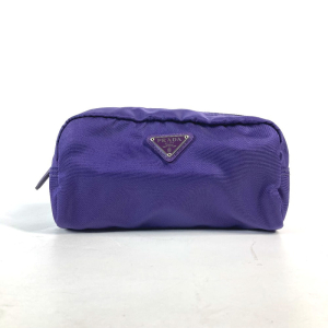PRADA Pouch 1NA350 Nylon purple Triangle logo Women Used Authentic