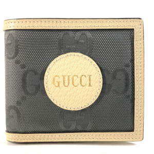 GUCCI Folded wallet 625574 Nylon / leather Black x beige logo Off The 