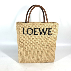 LOEWE Tote Bag Raffia Beige x brown logo Standard A4 vertical Women Us