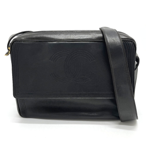 CHANEL Shoulder Bag Calfskin black bag vintage COCO Mark stitch Women 