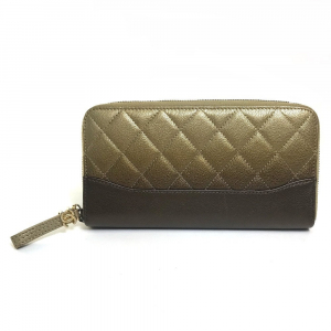 CHANEL Long Wallet Purse lambskin Gold x Brown Gradation Matrasse