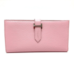 HERMES Long Wallet Purse Chevre Misol pink HMetal Beansufla