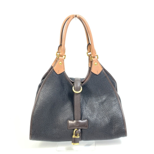 LOEWE Handbag leather Black x brown anagram By color Women Used Authen